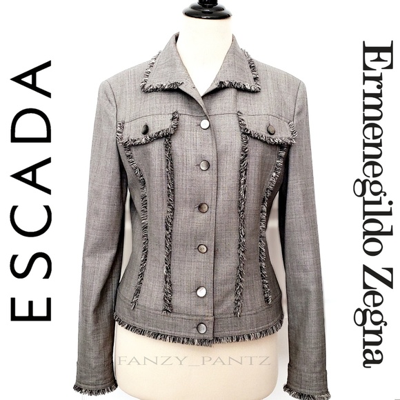 Escada Jackets & Blazers - Escada x Zegna Trofeo wool Blazer 38 gray pink 8